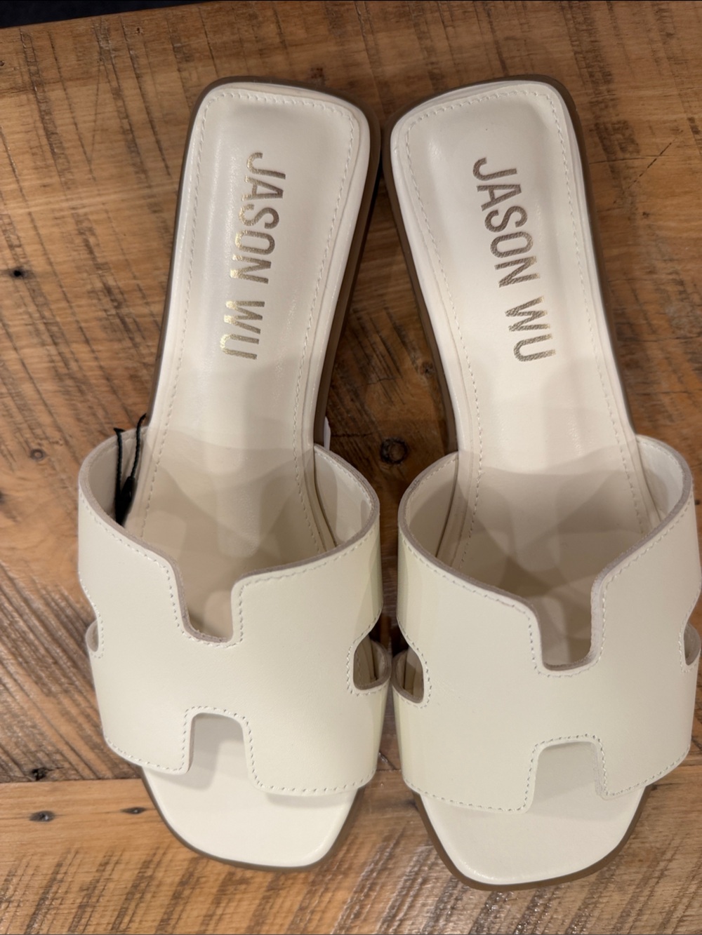 NEW Jason Wu Cream Leather Slide Mules
